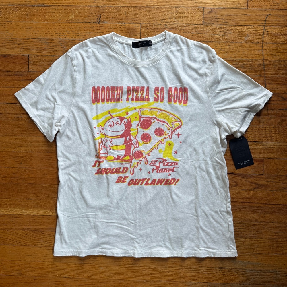Junk Food Clothing Toy Story Pizza Planet Alien Graphic Tee White Mens XL NEW
